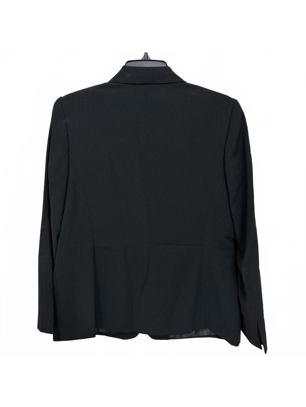 Vintage 90s Black Pinstripe Blazer Petite 10 Office Siren Tailored Jacket - Picture 2 of 5